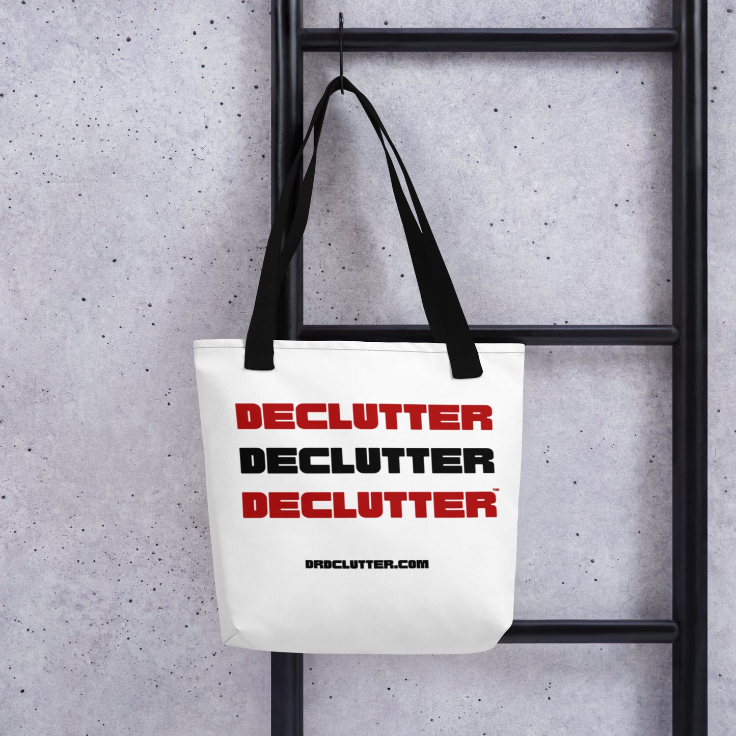 Declutter Declutter Declutter™-Tote with Choice of Color Handle-Black, Red, Yellow