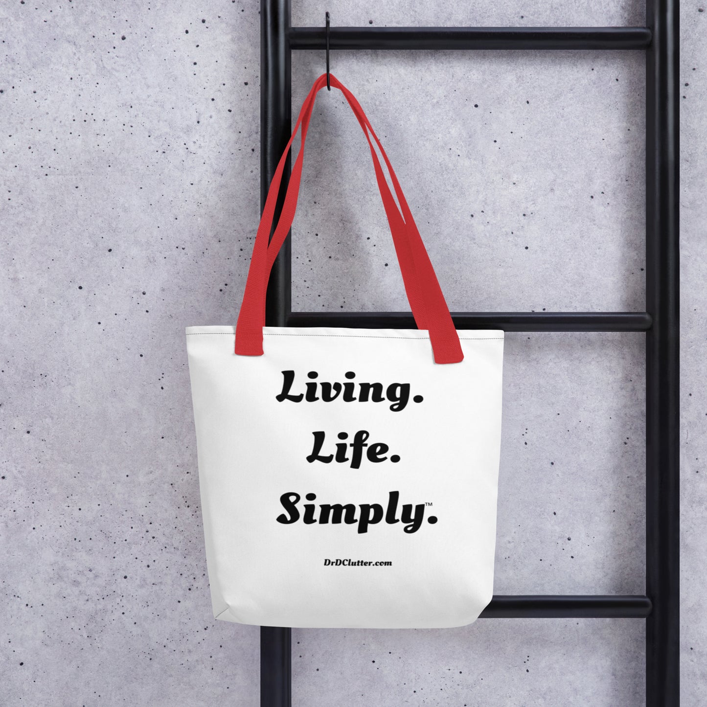 Living. Life. Simply™.Tote with Choice of Color Handle-Black, Red, Yellow