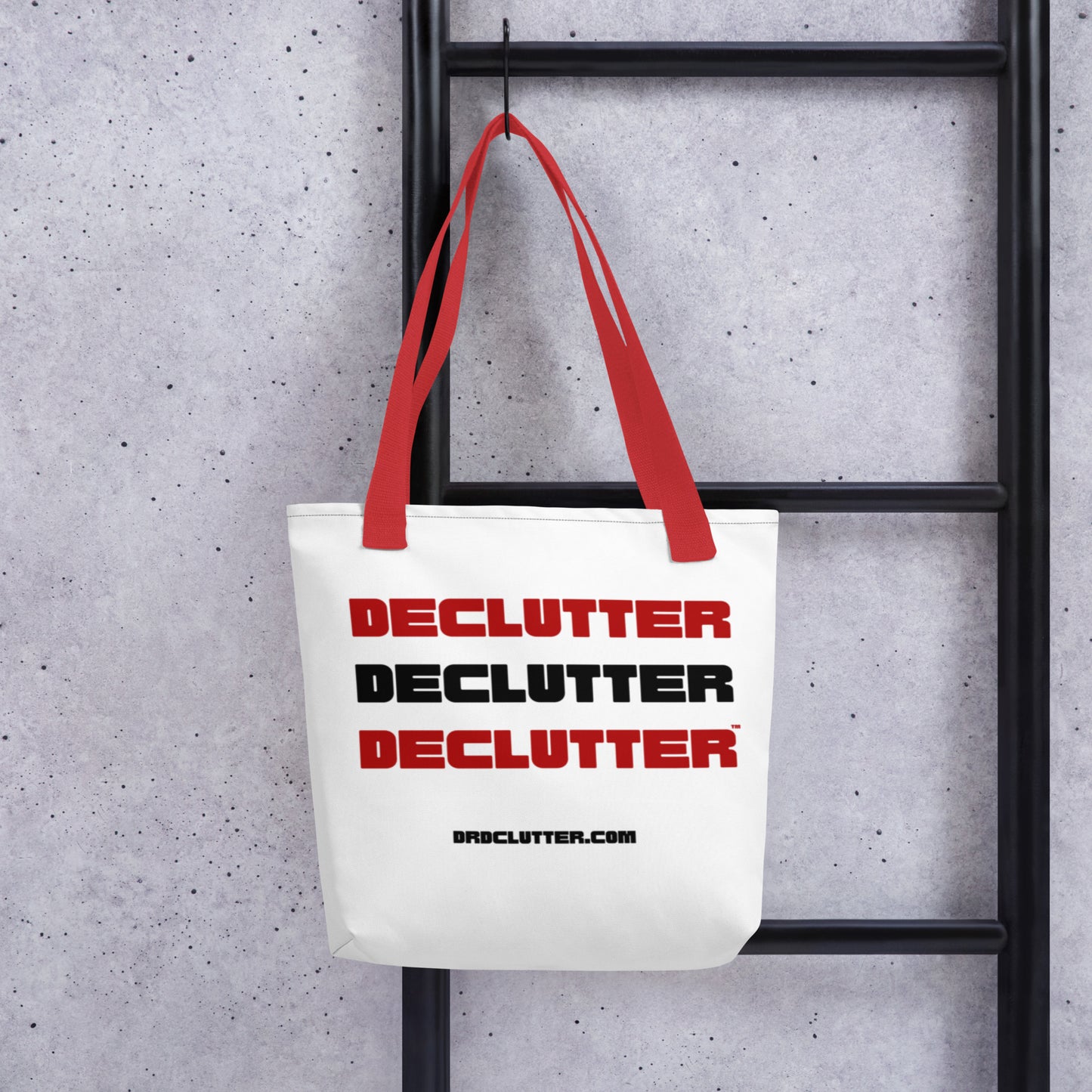 Declutter Declutter Declutter™-Tote with Choice of Color Handle-Black, Red, Yellow