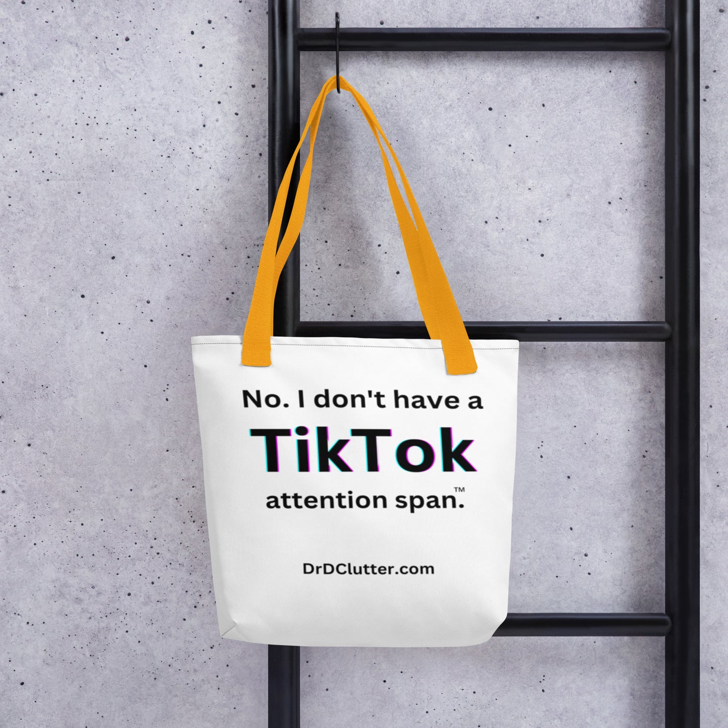 No. I don't have a TikTok attention span™.-Tote with Choice of Color Handle-Black, Red, Yellow