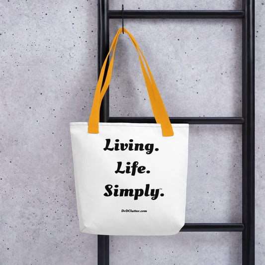 Living. Life. Simply™.Tote with Choice of Color Handle-Black, Red, Yellow