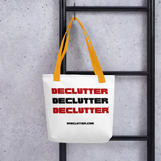Declutter Declutter Declutter™-Tote with Choice of Color Handle-Black, Red, Yellow