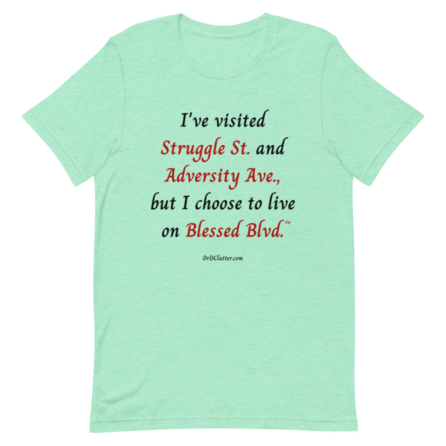 I've visited Struggle St. and Adversity Ave., but I choose to live on Blessed Blvd.™-Unisex Premium T-Shirt