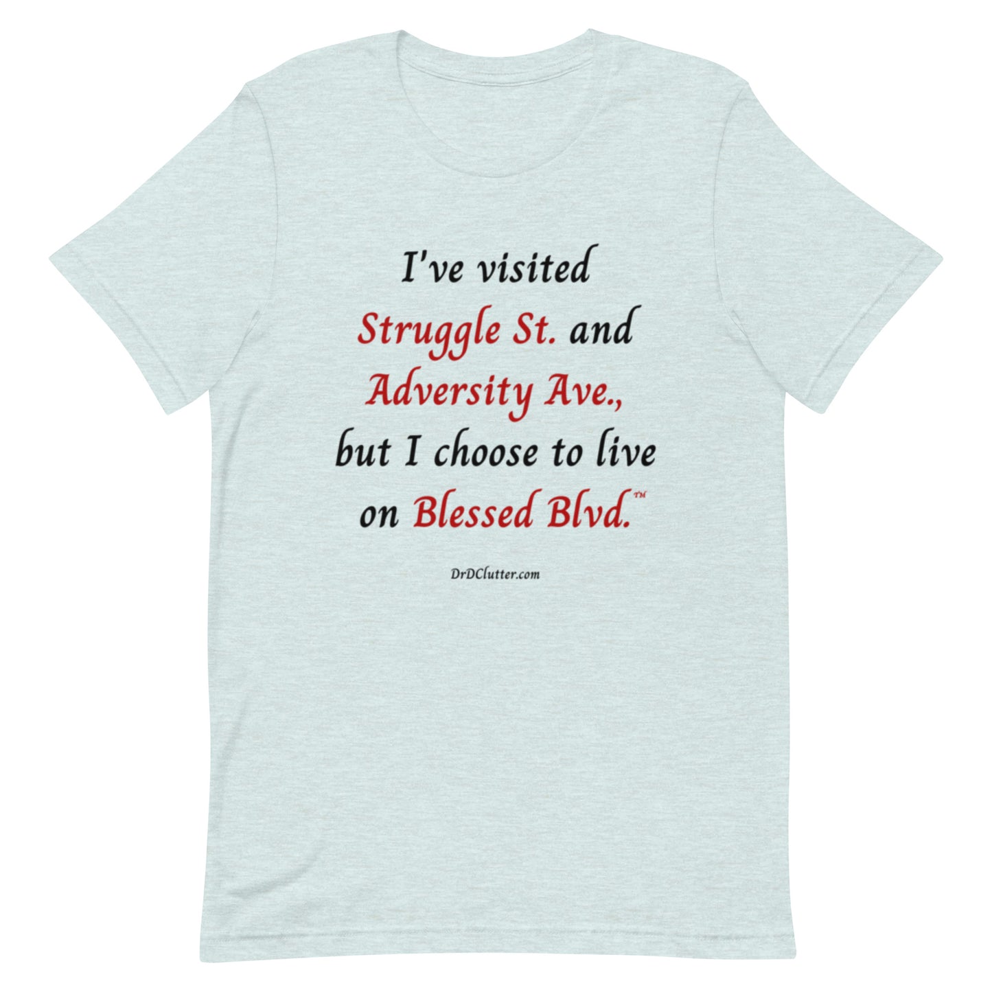 I've visited Struggle St. and Adversity Ave., but I choose to live on Blessed Blvd.™-Unisex Premium T-Shirt