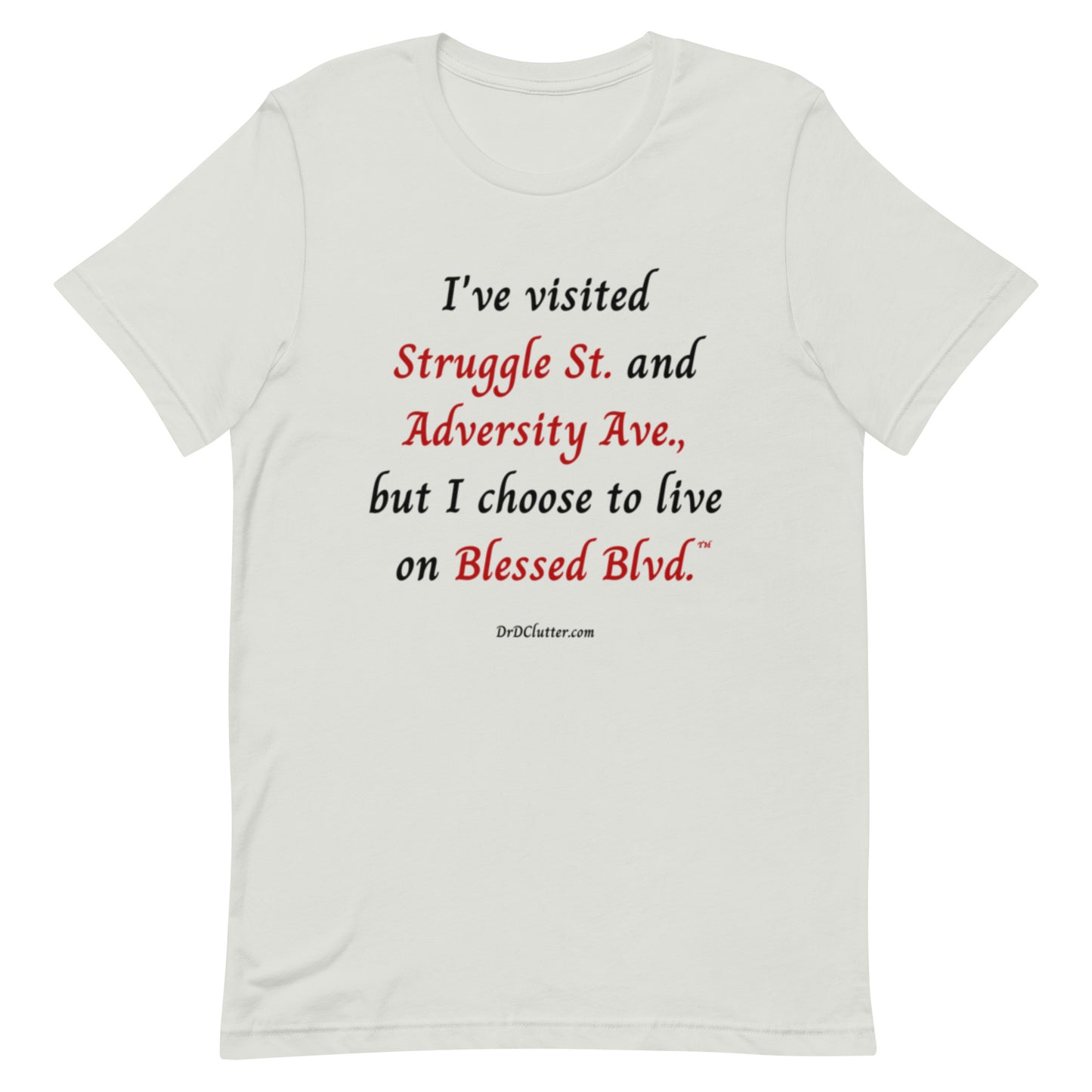 I've visited Struggle St. and Adversity Ave., but I choose to live on Blessed Blvd.™-Unisex Premium T-Shirt