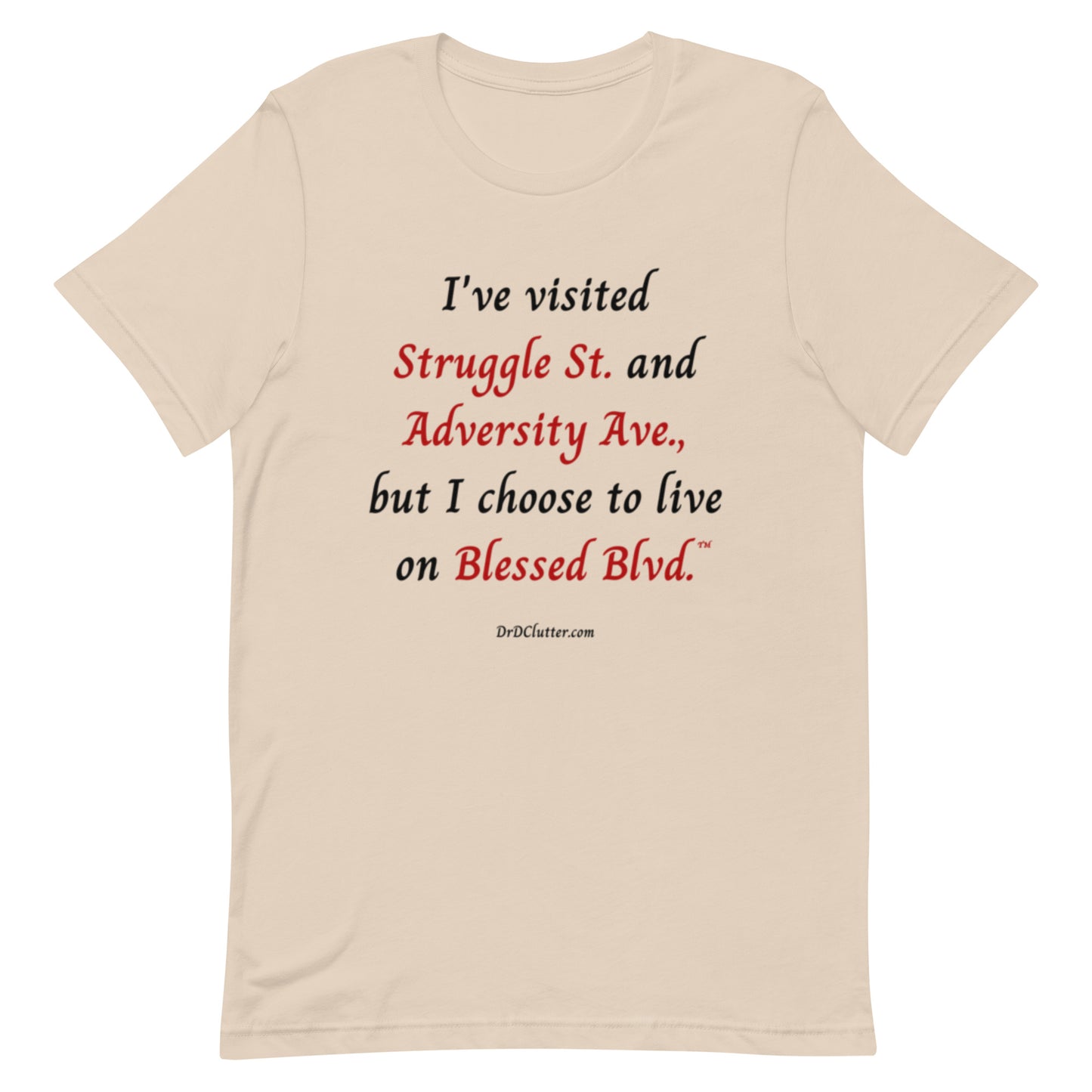I've visited Struggle St. and Adversity Ave., but I choose to live on Blessed Blvd.™-Unisex Premium T-Shirt