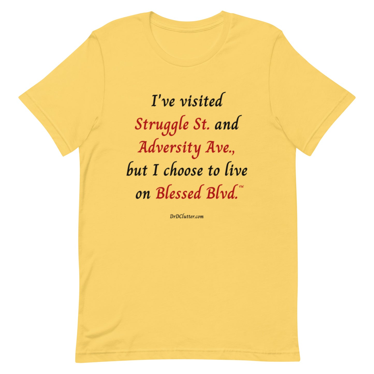 I've visited Struggle St. and Adversity Ave., but I choose to live on Blessed Blvd.™-Unisex Premium T-Shirt